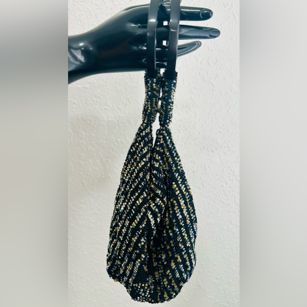 Wristlet Beaded ENÁZ Black Gold Silver Tone
 New Wit tags